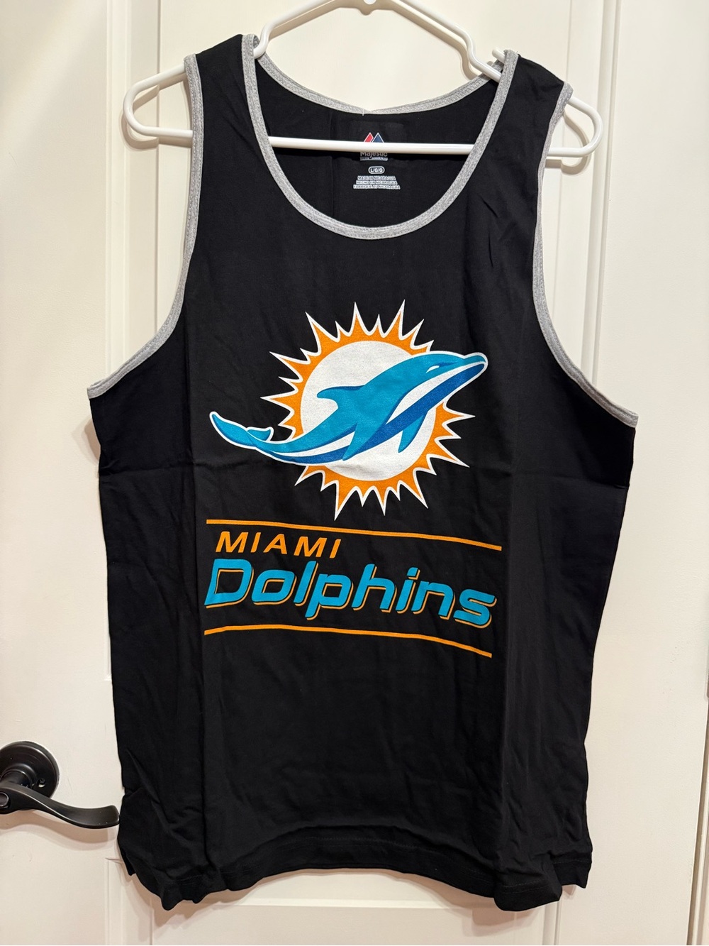 Majestic Black Miami Dolphins Tank with Teal and Orange Logo